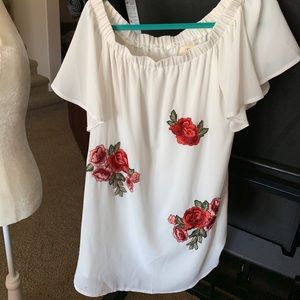 Off shoulder, white dress